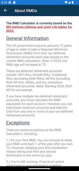RMD Calculator Screenshot 3