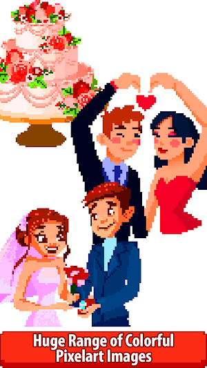 Bride & Groom Color by Number - Pixel Art Coloring Screenshot 1