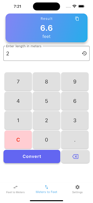 Meters to Feet Converter Screenshot 2