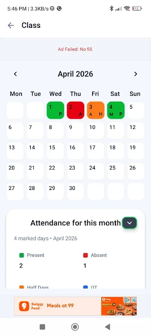 Self Attendance Tracker Screenshot 2