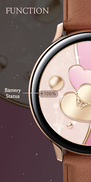Pink and Gold Heart_Watchface Screenshot 1