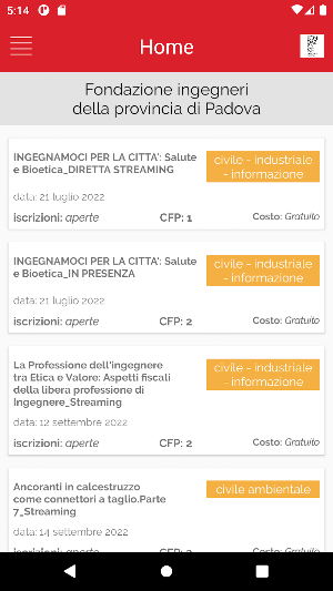 Fondazione Ingegneri Padova Screenshot 2
