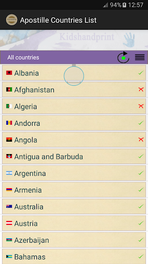 Apostille Countries List Screenshot 0