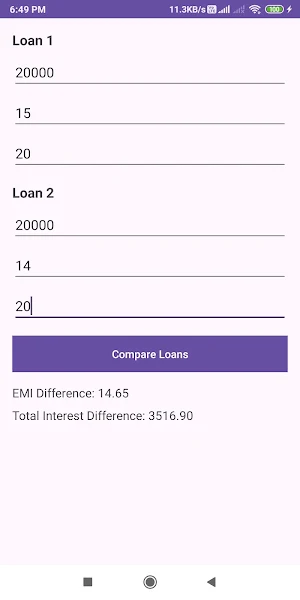 Loan Comparison Calculator Screenshot 2