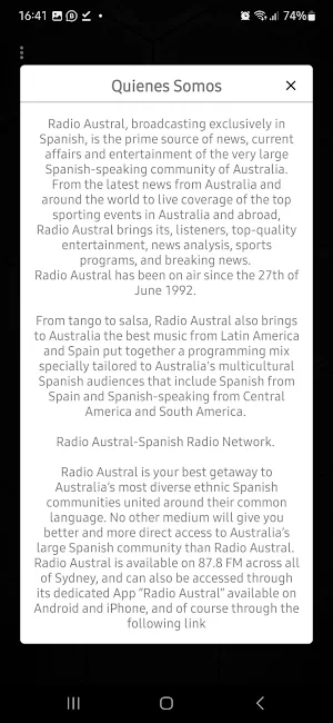 Radio Austral Screenshot 2