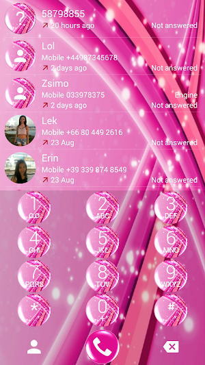 Dialer Sparkling Pink Theme for Drupe or ExDialer Screenshot 1
