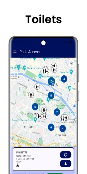 Paris wifi, toilets, foutains Screenshot 2