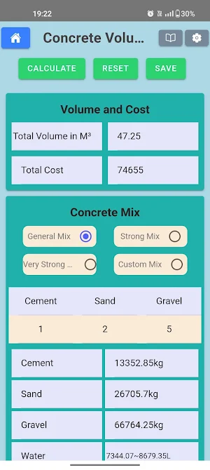 Concrete Cement Calculator Screenshot 2