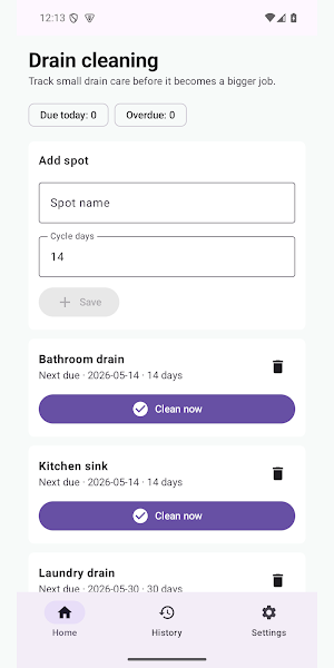 Drain Clean Reminder Screenshot 0
