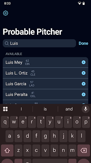 Probable Pitcher Screenshot 0
