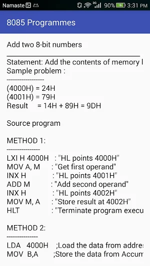 8085 Instructions and Programs Screenshot 2