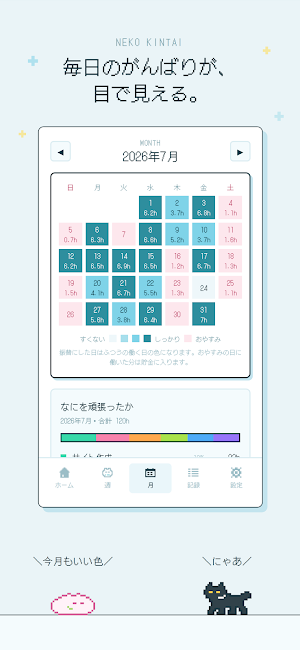 ねこ勤怠 作業記録をつけるにゃー Screenshot 2