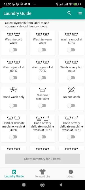 Laundry Guide: care symbols Screenshot 0