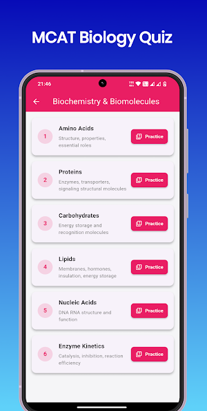 MCAT Biology Quiz Screenshot 1
