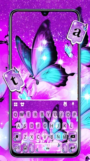 Glitter Butterfly Keyboard Background Screenshot 0