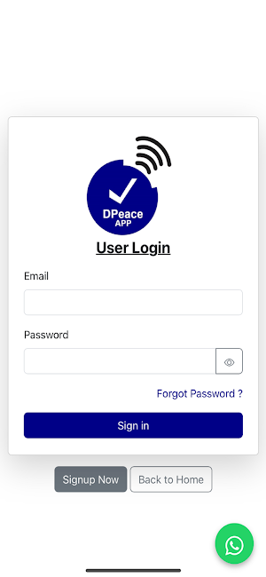 DPeace App. Screenshot 1
