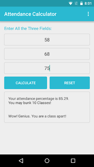 Attendance Calculator Screenshot 1