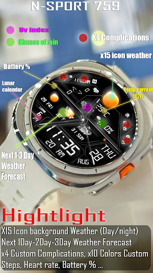 N-SPORT759 weatherDigital Face Screenshot 1