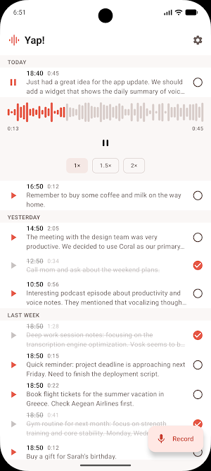 Yap! — Voice Notes & Widget Screenshot 1