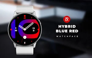 Hybrid Blue Red Watch Face Screenshot 0