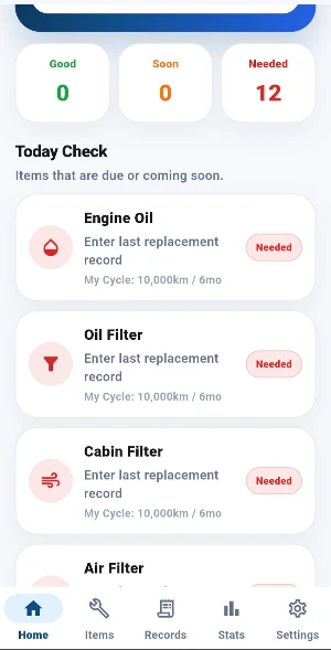 Car Parts Replacement Cycle Screenshot 2