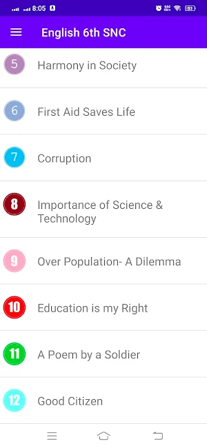 English Class 6th SNC Textbook Screenshot 1