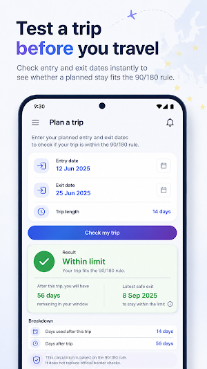 90/180 Schengen Calculator Screenshot 2