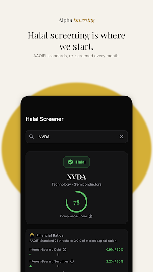 Alpha Investing - Halal Stocks Screenshot 0