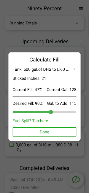 90%: Fuel Delivery Calculator Screenshot 1