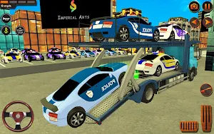 City Police Car Transporter Truck: Trailer Driving Screenshot 3