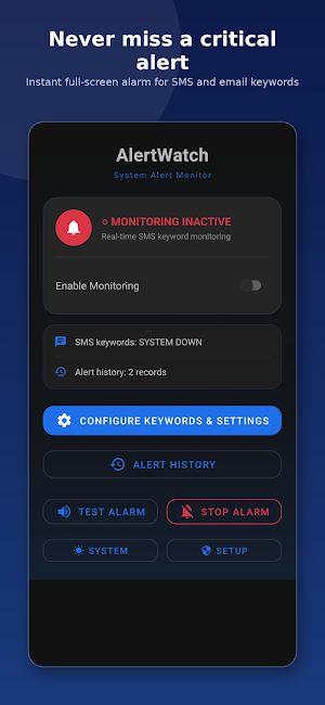Alert Watch: SMS & Email Alert Screenshot 0