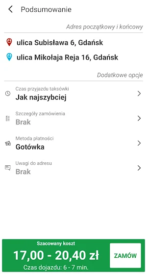 Komfort Taxi Gdańsk Tczew Screenshot 3
