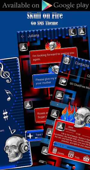 Skull on Fire Dialer theme Screenshot 3