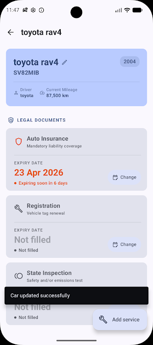 Family Garage – Auto Tracker Screenshot 3