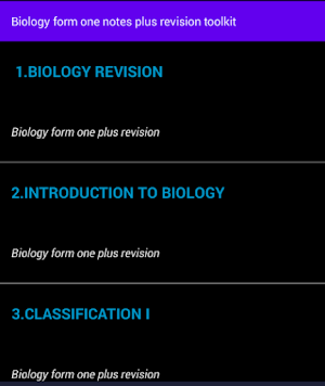 BIOLOGY FORM ONE NOTES PLUS REVISION TOOLKIT Screenshot 0
