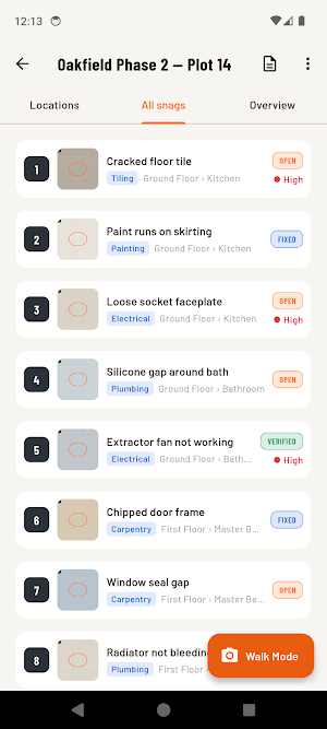 SiteInspect: Snag & Punch List Screenshot 1