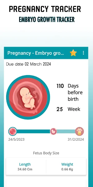 Embryo growth: track Pregnancy Screenshot 0