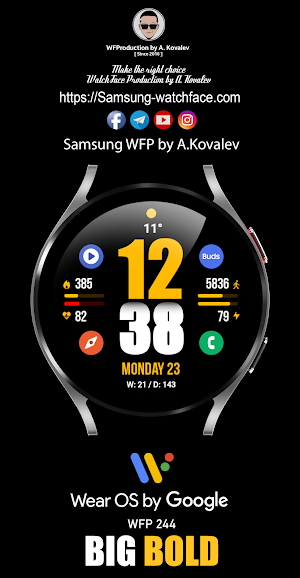WFP 244 Big Bold Watch Face Screenshot 0