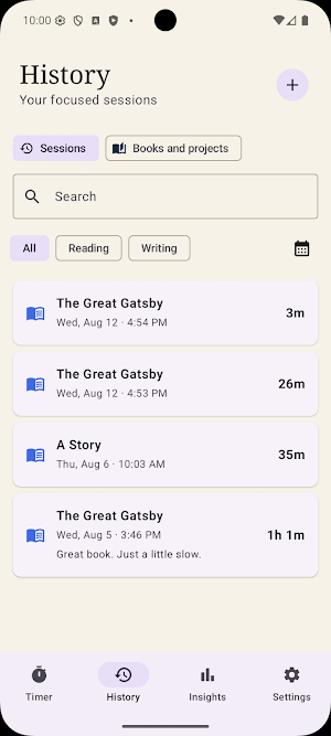 Pagio: Reading & Writing Timer Screenshot 1