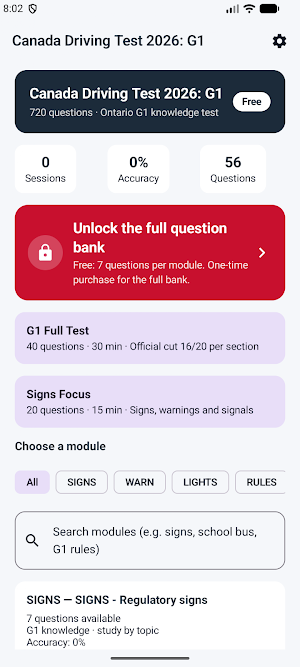 Canada Driving Test 2026 G1 Screenshot 0