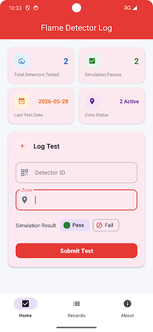 Flame Detector Log Screenshot 0