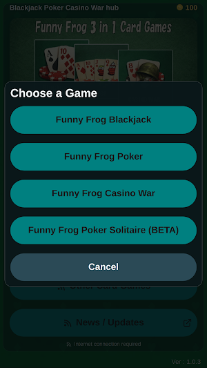 Blackjack Poker Casino War HUB Screenshot 0