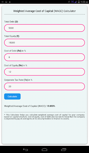 Weighted Average Cost of Capital Calculator Screenshot 3