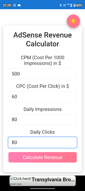 AdSense Revenue Calculator Screenshot 2