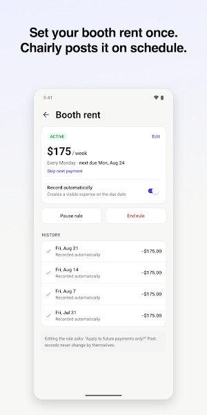 Chairly: Booth Rent Tracker Screenshot 2