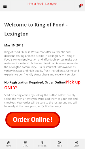 King of Food Lexington Order Screenshot 0