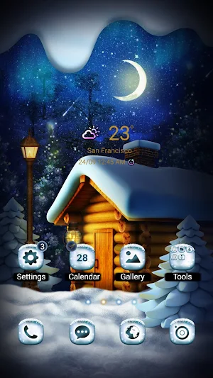 Winter Night House - Wallpaper Screenshot 0