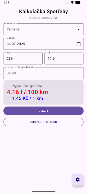Kalkulátor spotřeby PHM v2 Screenshot 0
