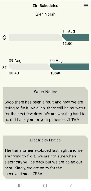 ZimSchedules Screenshot 1