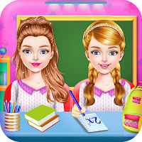 Twins Sisters Girls School Day